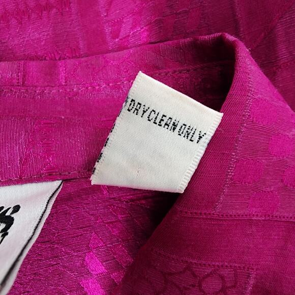 Chicos Design Vintage Women Shirt Silk Linen Blend Size 1 M Button Abstract Pink - Picture 10 of 10